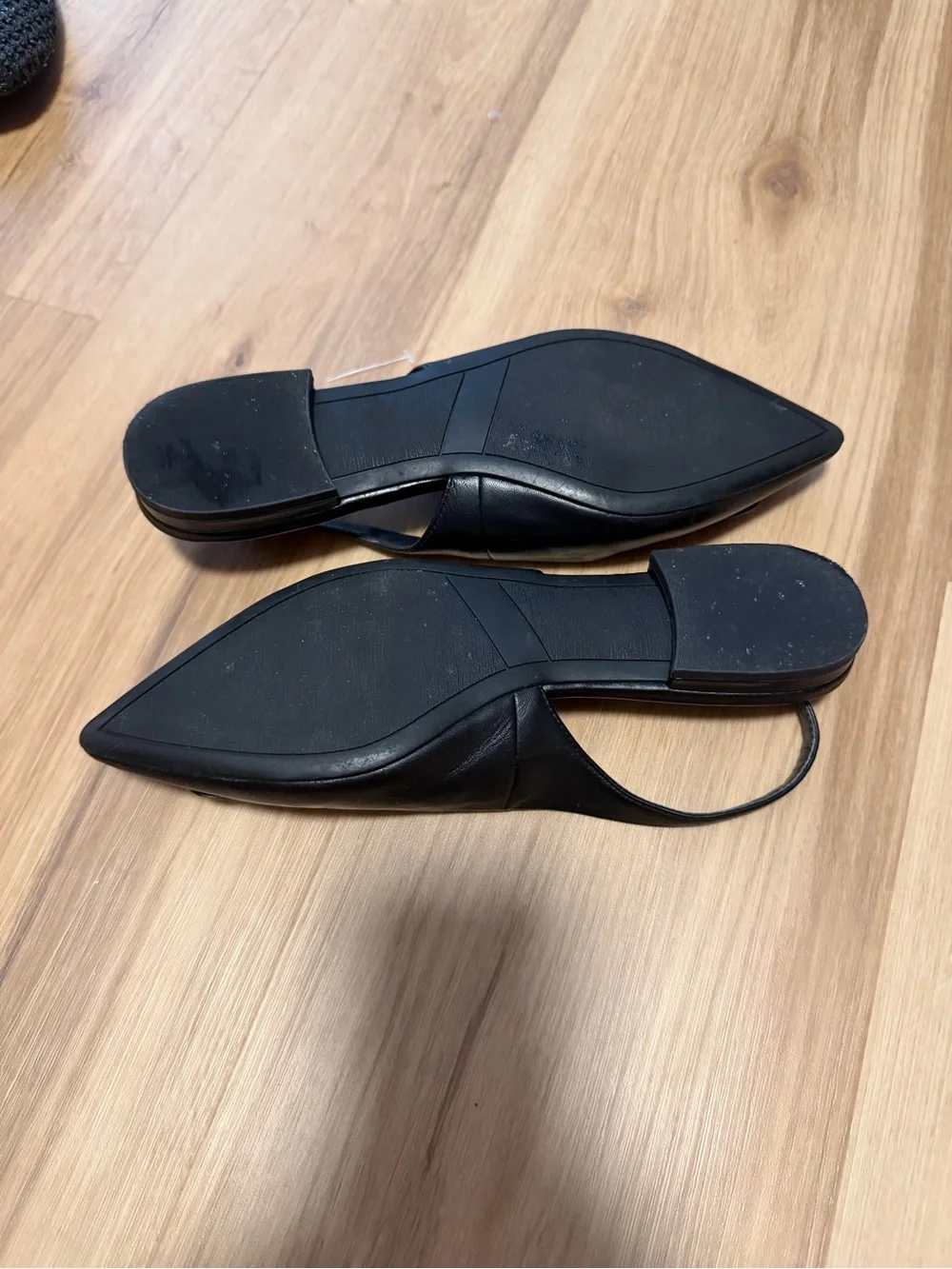 Nordstrom Black Pointed Slingback Flats with Buckle Accent